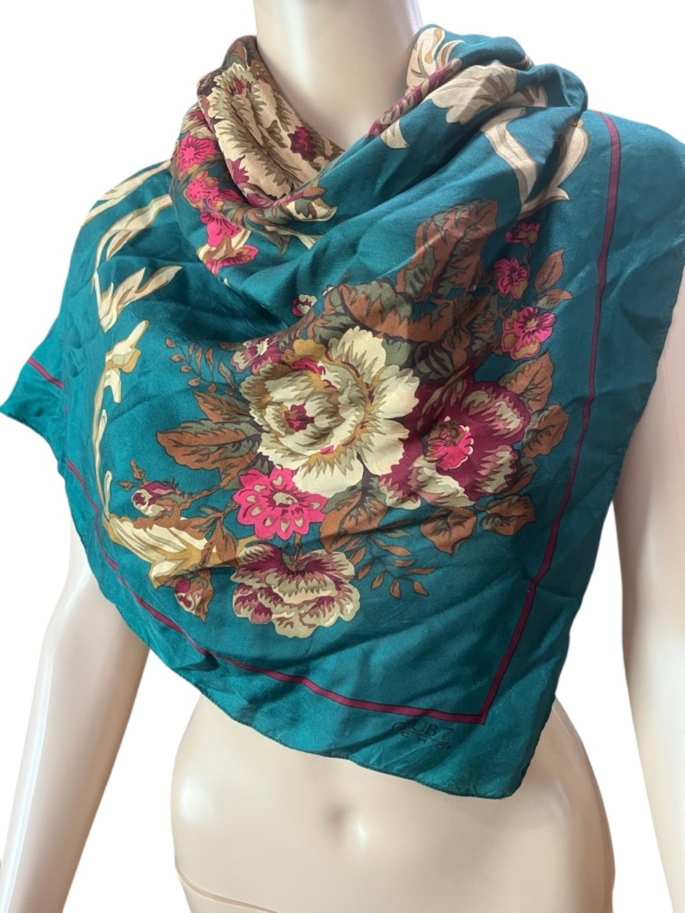 Echo Club 7 baroque floral silk scarf vintage